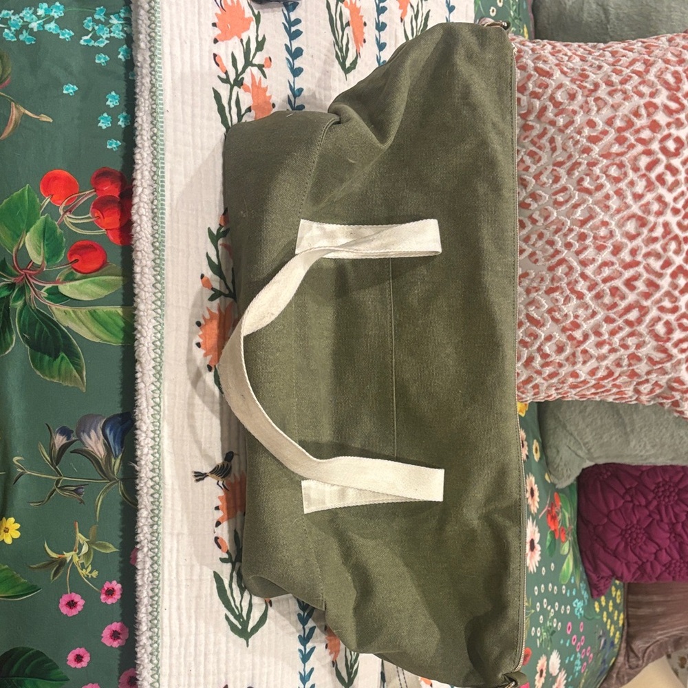 Universal Thread Olive Green Canvas Weekender wit… - image 1